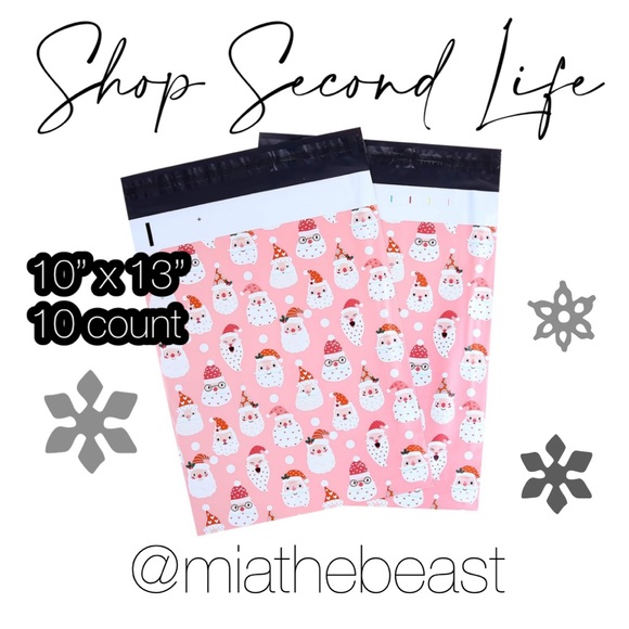 3/$20📦 10 Pink Santa poly mailers - 10” x 13” + free stickers - Picture 1 of 2